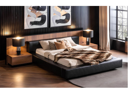 Luksus soveværelsesensemble med natbord, skab, bord og seng 6 dele