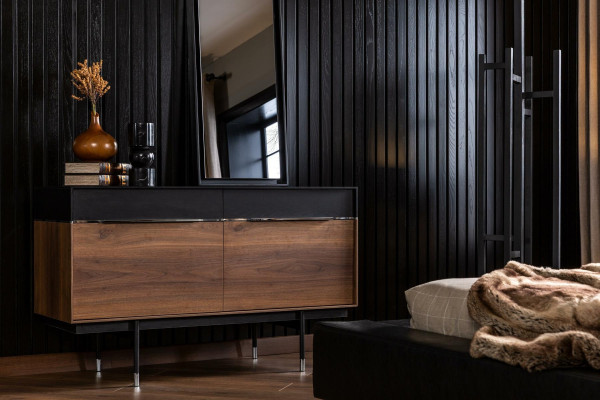 Luksus vægspejl med sort ramme 100x46