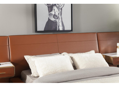 Orange dobbeltseng med 2 mobile natborde 3 dele