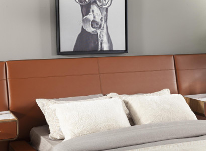 Orange dobbeltseng med 2 mobile natborde 3 dele