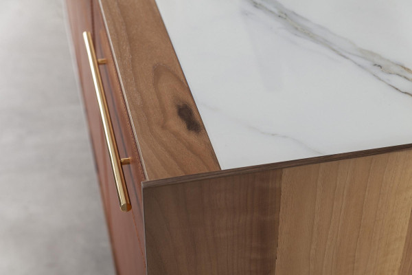 Orange skab med skuffer og hylder, xxl kommode, buffet 240cm