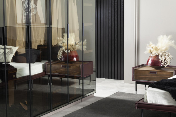 Luksuriøs brun natbord til soveværelse, loftsmøbler, moderne konsol