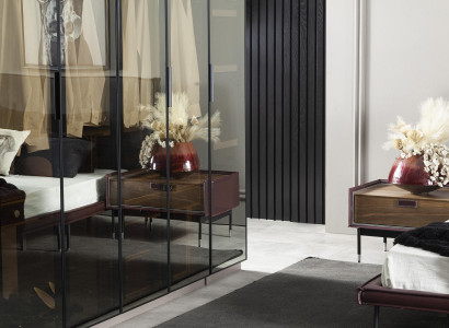 Luksuriøs brun natbord til soveværelse, loftsmøbler, moderne konsol