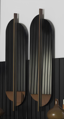 Luksus væg spejl i moderne stil brun ramme 104x31cm