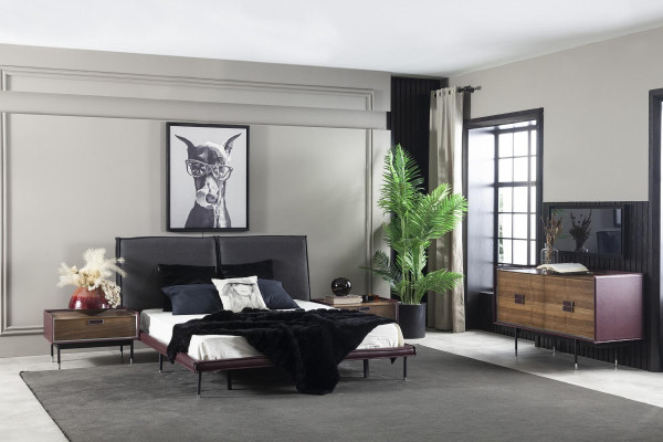 Mobil kommode viola i træ 141 cm med læder