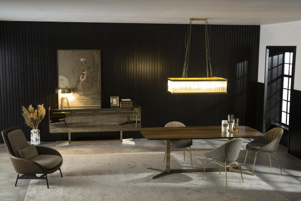 Luksus spisebord møbel med stålben køkkenbord