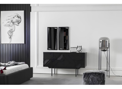 Møbelensemble til soveværelse 4 dele i sort, luksuriøst sæt med ny opbevaringsplads