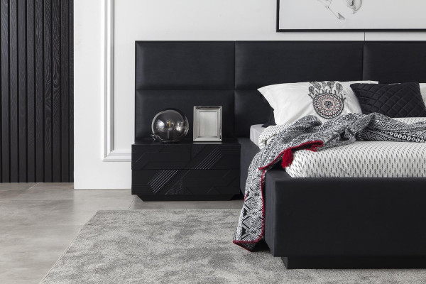 Møbelensemble til soveværelse 4 dele i sort, luksuriøst sæt med ny opbevaringsplads