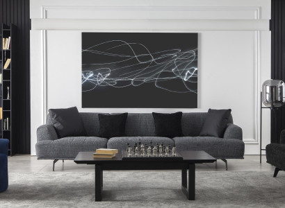 Grå sofa 4+1 pladser med flytbare puder, 3 dele