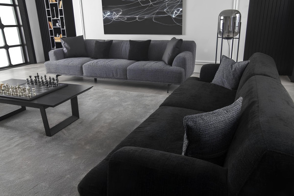 Grå sofa 4+1 pladser med flytbare puder, 3 dele