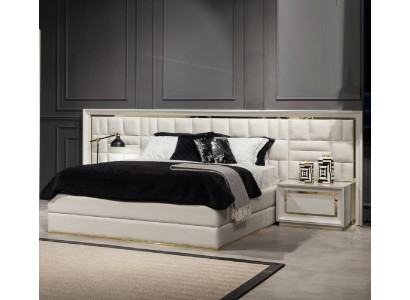 Luksus seng 160x200 cm moderne dobbeltseng i hvid