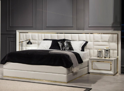 Luksus seng 160x200 cm moderne dobbeltseng i hvid