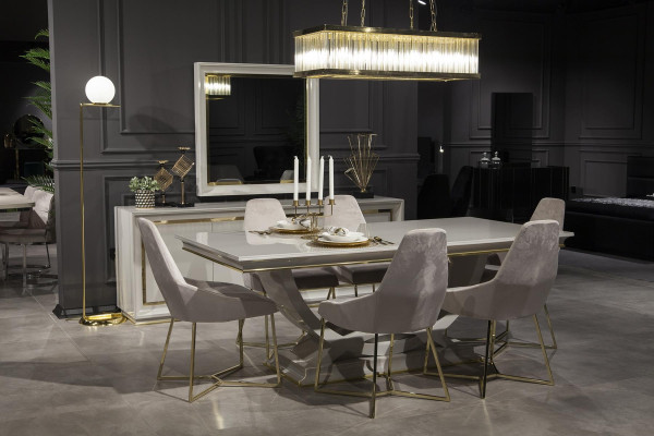 Luksus spisestue møbel sæt bord 6 stole