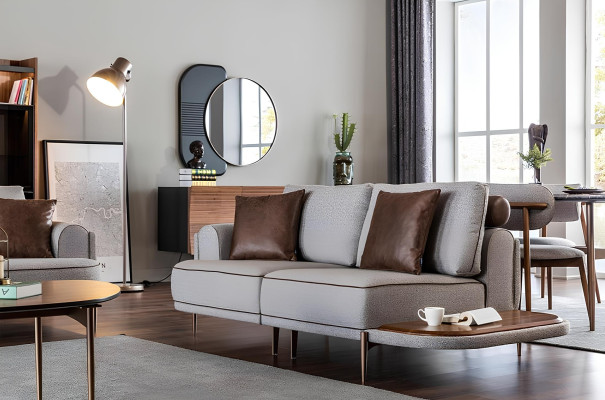 Stof sofa sæt Grå sofa 32 pladser Bord Møbler