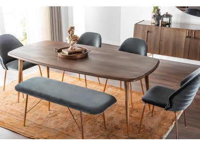 Spisebord sæt med stole og buffet 10 dele i brunt træ