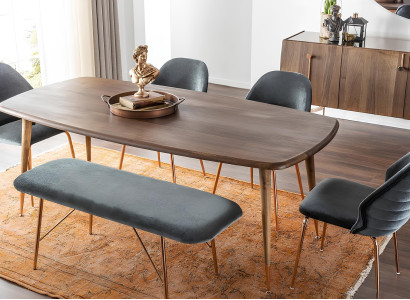 Spisebord sæt med stole og buffet 10 dele i brunt træ