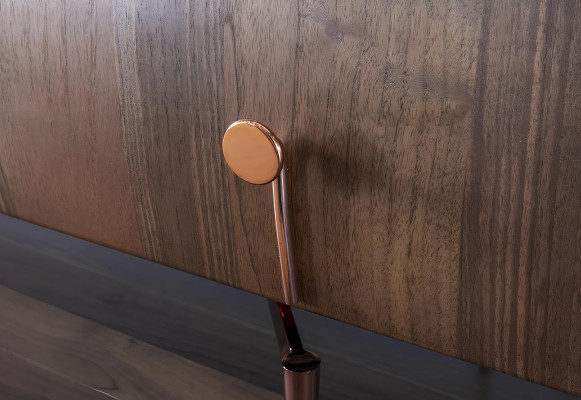 Mobil skab med spejl i brun træ, sæt af 2 dele