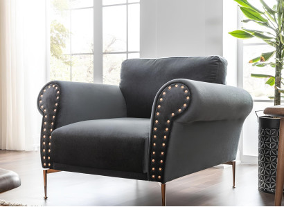 Sofa 321 tre pladser Tissu Tonal Blå-Orange Lænestol