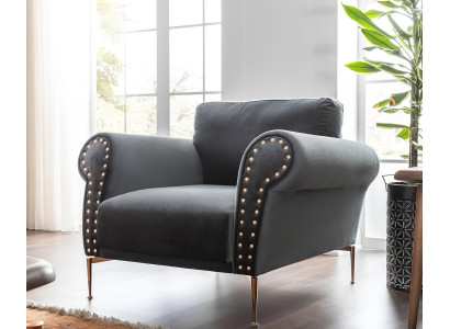 Fauteuil med ører, cocktailstol, moderne design, blå, stof