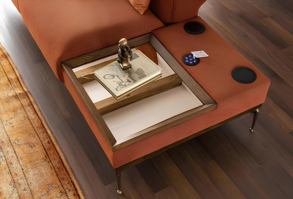 Moderne orange stof to-personers sofa 234cm