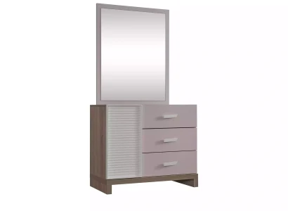 Kommode med spejl møbel til børn rosa 2 dele børneværelse skab