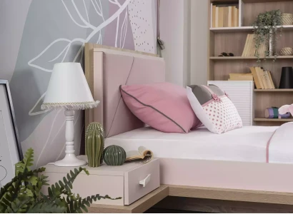 Møbel sæt til børn seng værelse lyserød 8 dele