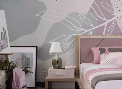 Møbel sæt til børn seng værelse lyserød 3 dele