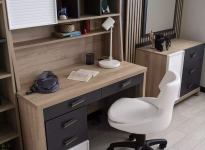 Møbel sæt til børn seng børneværelse grå 8 dele