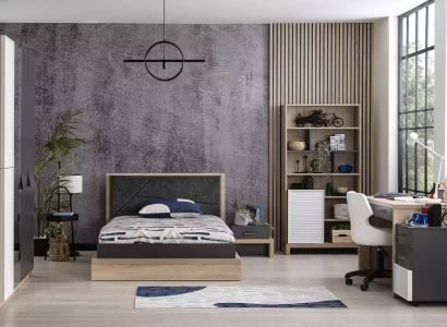 Ny grå træskab til børn til et teenageværelse