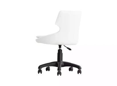 Dreje barnestol, kontorstol til børn, hvid puf