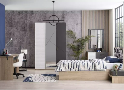 Møbel sæt til børn seng til børn grå værelse 7 dele