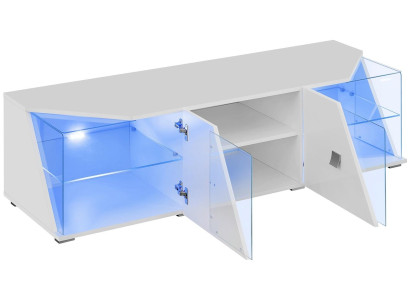 Luksus hvid stue ensemble med moderne væg 2x vitrineskab og TV-beslag 3 dele