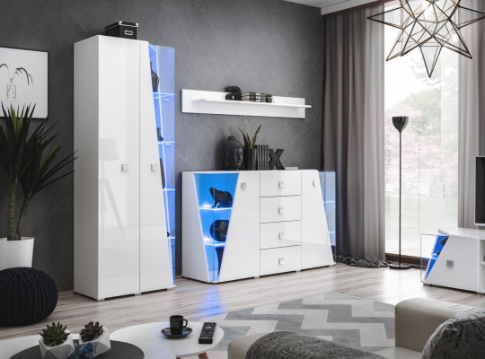 Luksus møbel sæt til stuen med skab, vitrineskab og hylde 3 dele.