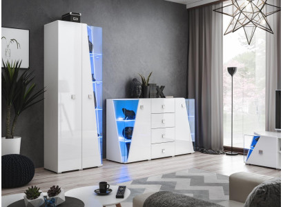 Moderne møbelensemble til luksus stue, møbel, indbygget væg, vitrineskab, nyt møbel, hvid