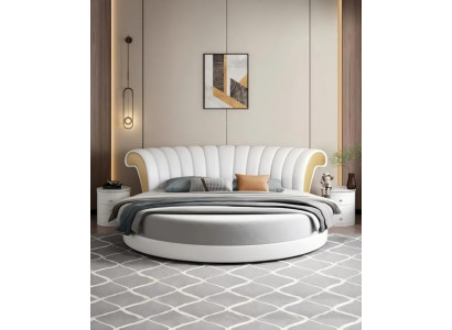 Beige rund seng med moderne design til soveværelset