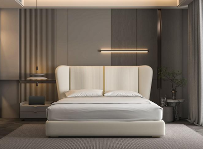 Moderne luksus beige stof seng