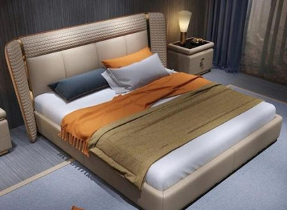 Moderne luksuriøs polstret seng i beige