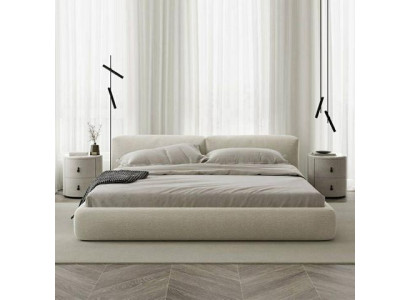 Elegant grå polstret seng med moderne design luksusseng