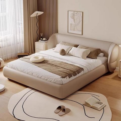 Moderne polstret canapé med sovefunktion i elegant gråt stof