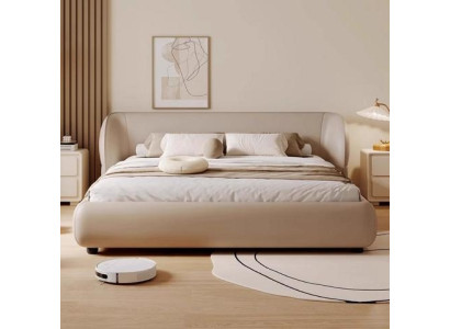 Moderne polstret canapé med sovefunktion i elegant gråt stof