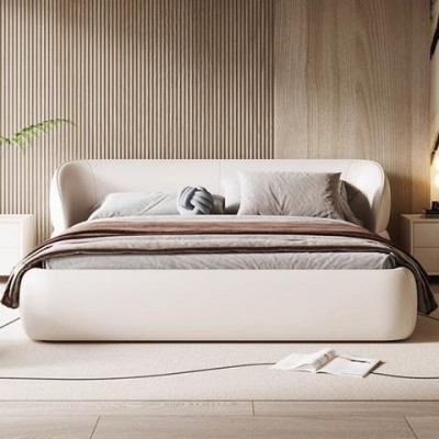 Moderne polstret canapé med sovefunktion i elegant gråt stof