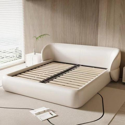 Moderne polstret canapé med sovefunktion i elegant gråt stof