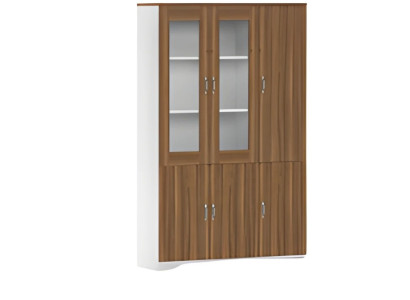 Moderne træ kontor skab med vitrineskabe og elegant opbevaringsplads