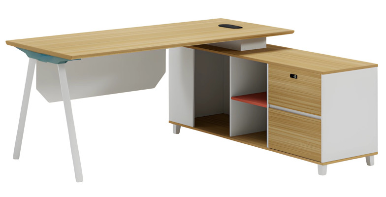 Moderne bord med opbevaringsplads og hvid træeffekt