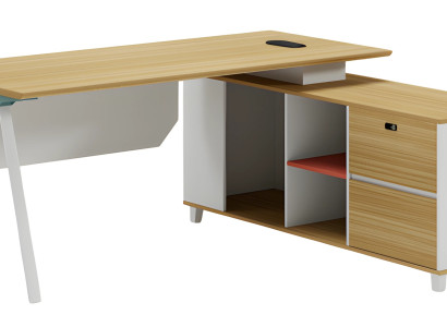 Moderne bord med opbevaringsplads og hvid træeffekt