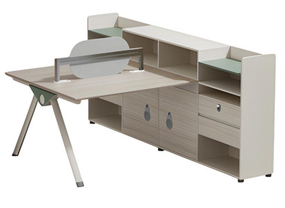 Beige bord med opbevaringsplads og moderne ryg til kontor og hjem