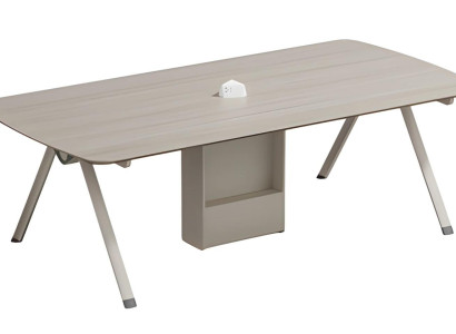 Moderne beige sofabord med opbevaring og indbygget skuffe