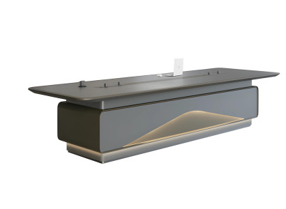 Luksus grå konferencebord med LED-belysning og kabelstyring