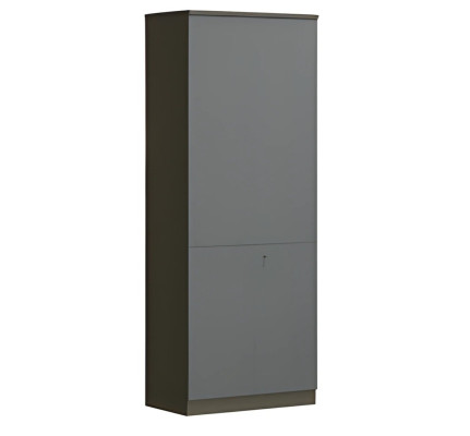 Moderne grå kontorskab med låsbare døre