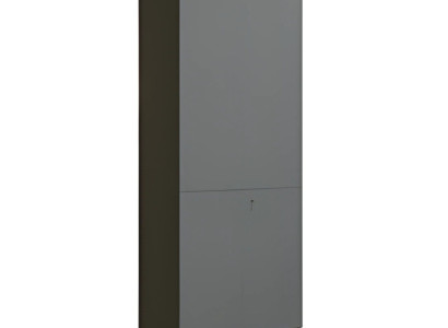 Moderne grå kontorskab med låsbare døre